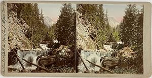 Suisse, Bernese Oberland, Vue des Chutes du Reichenbach, Vintage print, circa 1900, Stéréo