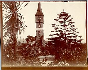 Chili, Coronel, Plaza y Muelle (Plaza 21 de Mayo), Tour de l'Horloge, vintage citrate print, ca.1910