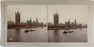 England, London, Houses of Parliament, vintage stereo print, ca.1900