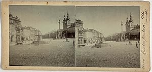 République Tchèque, Duchcov, Place Principale, vintage stereo print, ca.1900