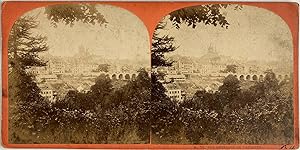 Suisse, Lausanne, Vue Générale, vintage stereo print, ca.1870