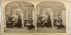 Belgique, Scène de genre, La toilette de la Parisienne 3, Vintage print, circa 1890, Stéréo