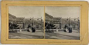 Monte Carlo, Scène de vie, Ascenceur du parc, Vintage print, circa 1890, Stéréo