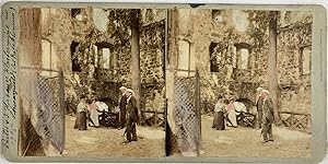 Allemagne, Calw, Promenade dans la Klosterruine d'Hirsau, Vintage print, circa 1900, Stéréo