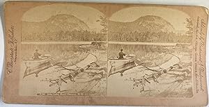 Etats-Unis, North Conway, Lac Echo, Vintage print, circa 1890, Stéréo