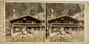 Autriche, Zemmgrund, Vue d'un chalet, Vintage print, circa 1900, Stéréo