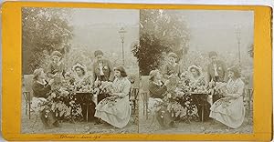 France, Vitrolles, Tri de fleurs à Valbacol, Vintage print, circa 1900, Stéréo