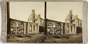 France, Première Guerre mondiale, Creil, Ruines d'une Maison, vintage stereo print, ca.1915