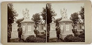 République Tchèque, ?ebrák, Cimetière, Monument Feyereislova, vintage stereo print, ca.1900