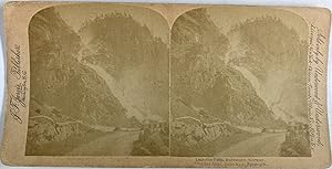 Norvège, Fjord d'Hardanger, Chutes Laatefos, Vintage print, circa 1880, Stéréo