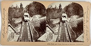 Suisse, Montreux, Vue d'un chemin de fer, Vintage print, circa 1890, Stéréo
