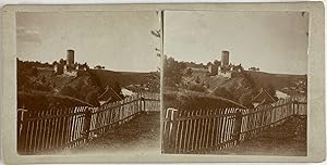 République Tchèque, Luznice, Ruines du château de Dobronice, vintage stereo print, 1901