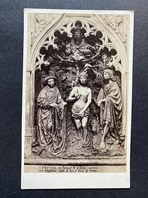 France, Bas relief religieux, vintage albumen print, ca.1870