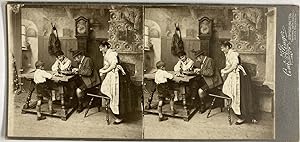 Klinger, Allemagne, Famille à Table, vintage stereo print, ca.1900