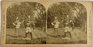 Belgique, Scène de genre, Les troupiers et la nourrice 6, Vintage print, circa 1890, Stéréo