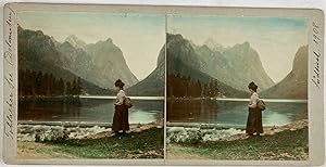 Autriche, Tyrol du Sud, Toblacher dans les Dolomites , Vintage print, circa 1900, Stéréo