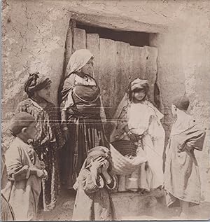 France, Scène enfantine en Afrique du Nord, Vintage print, circa 1890