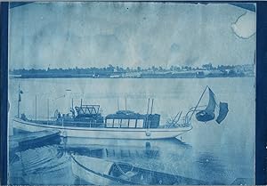 France, Bacquencourt, Bateau Caprice, vintage cyanotype print, ca.1890