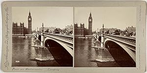 England, London, Westminster Bridge, vintage stereo print, ca.1900