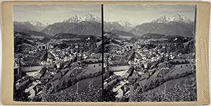 Rottmayer, Allemagne, Berchtesgaden, Vue Générale, vintage stereo print, 1897