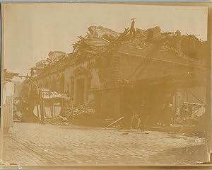 Chili, Valparaíso, Tremblement de Terre de 1906, Bâtiment Détruit, vintage citrate print