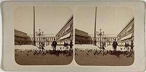 Italie, Venise, Place Saint Marc, Vintage stereo print, ca.1880