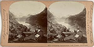 Singley, Switzerland, Lauterbrunnen from Wengen, vintage stereo print, 1900