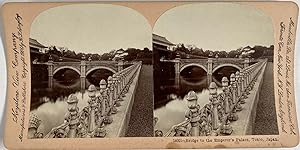 Singley, Japan, Tokyo, Bridge to the Emperor's Palace, vintage stereo print, 1904
