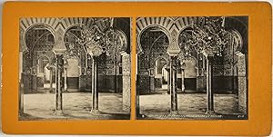 Espagne, Séville, Alcazar, Salon des Ambassadeurs, vintage stereo print, ca.1900