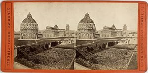 Brogi, Italie, Pise, Tour, Cathédrale et Baptistère, vintage stereo print, ca.1880