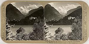 Suisse, Oberland, Interlaken et la Jungfrau, vintage stereo print, ca.1900