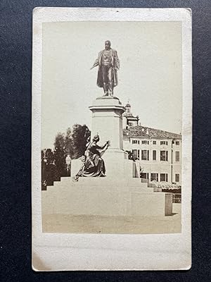 Italie, Milan, Monument à Camillo Benso comte de Cavour, vintage albumen print, ca.1870