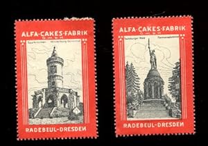 Reklamemarke: Alfa-Cakes-Fabrik, Radebeul-Dresden: 2 Werbemarken.