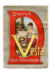 Reklamemarke: Dietrich Vesta - Beste Nähmaschinen.