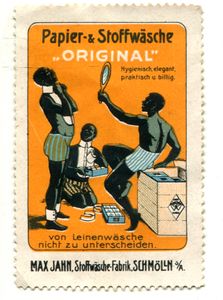 Reklamemarke: Papier- & Stoffwäsche "Original" von Leinenwäsche nicht zu unterscheiden.