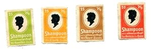 4 Reklamemarken: Shampoon mit schwarzem Kopf!