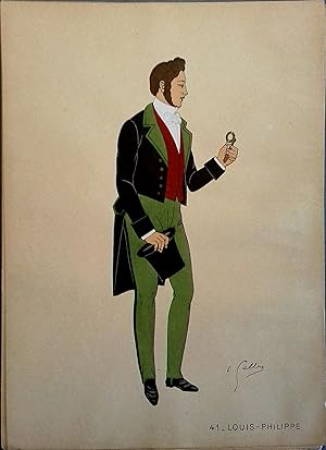 Costume d'homme sous Louis-Philippe. Gravure en couleurs extraite du portfolio d'Emile Gallois : ...