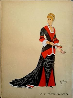 Costume de femme sous la 3e République. 1880. Gravure en couleurs extraite du portfolio d'Emile G...