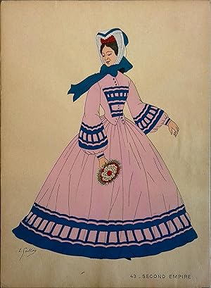 Costume de femme sous le Second Empire. Gravure en couleurs extraite du portfolio d'Emile Gallois...