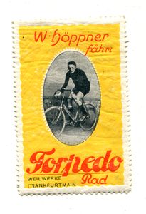 Reklamemarke: W. Höppner fährt Torpedo Rad.