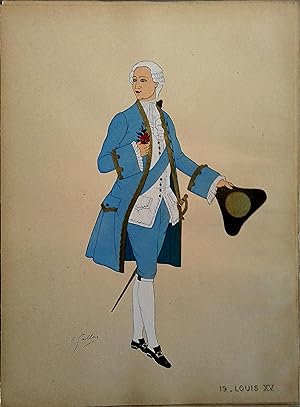 Costume d'homme sous Louis XV. Gravure en couleurs extraite du portfolio d'Emile Gallois : "Le Co...
