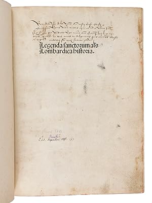 Legenda sanctorum al[ia]s Lombardica historia. [= Legenda aurea sanctorum].[Colophon:] Basel, Nik...