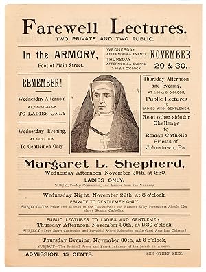 Farewell Lectures. Two Private and Two Public.Margaret L. Shepherd.My Conversion and Escape from ...