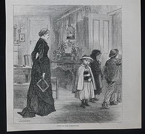 Ruth as Schoolmistress. Original Wood Engraving