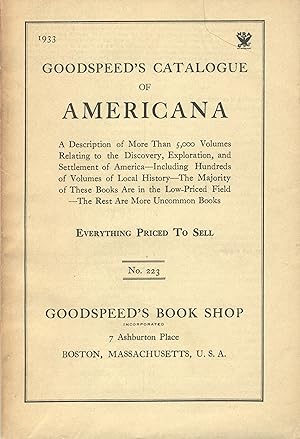 Goodspeed's catalogue of Americana [cover title] [No. 223]