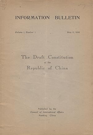 The draft constitution of the Republic of China [cover title]