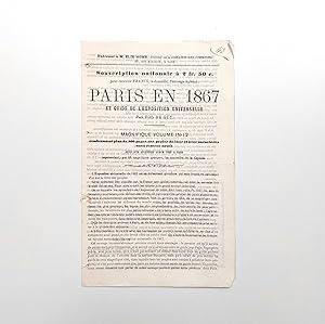 Prospectus de souscription pour l'ouvrage "Paris en 1867, Guide à l'Exposition Universelle".