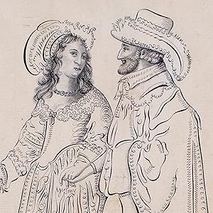 Portrait calligraphié de Henri IV et Gabrielle d'Estrées.