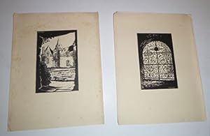 A suite of linocuts of Manor houses.