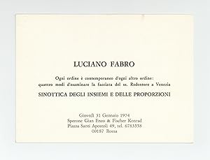 Exhibition card: Luciano Fabro: Ogni ordine è contemporaneo d'ogni altro ordine: quattro modi d'e...